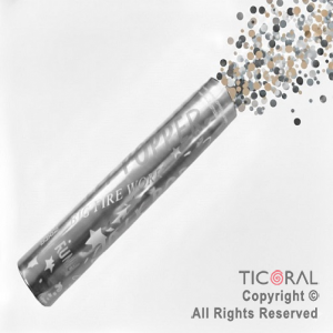 LANZAPAPELITOS 40 CM METALIZADO CIRCULOS PLATA